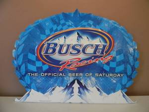 lot 16 image: VINTAGE BUSCH BEER TIN SIGN - COOL SIGN - APPROX 31 BY 23 - SEE PICTURES