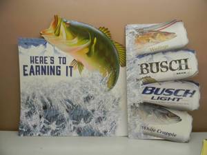 lot 17 image: TWO PIECE BUSCH BEER FISHING SIGN - CARDBOARD - LARGE - SEE PICTURES