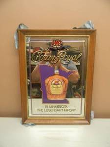 lot 24 image: NOS CROWN ROYAL MINNESOTA MIRROR BAR SIGN - NICE - VERY COOL PIECE - APPROX 15 BY 20 - SEE PICTURES