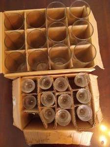 Boxes of Glass Tea Light Holders and Cylinders