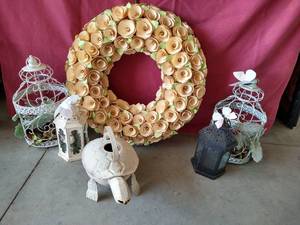 Outdoor Decor Wreath, Watering Can & Decorative Lantern Covers