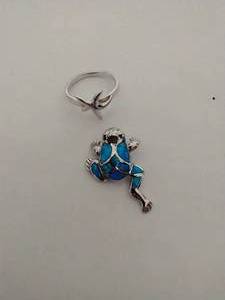 Sterling Frog Pendant and Starfish Ring