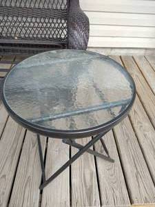 Outdoor Wicker Loveseat and Glass Table