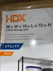 lot 39 image: HDX 5-TIER WIRE GARAGE STORAGE SHELVING UNIT IN BLACK. SEE PICTURES