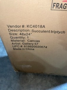 lot 63 image: GALLERY 57 SUCCULENT TRIPTYCH FLOATING CANVAS WALL ART - 48 X 24. SEE PICTURES