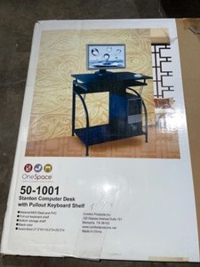 lot 65 image: ONESPACE 30 IN. RECTANGULAR BLACK COMPUTER DESK WITH KEYBOARD TRAY. SEE PICTURES