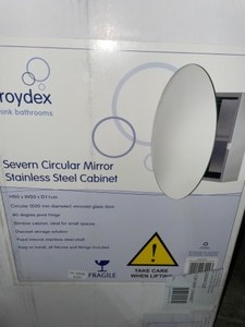 lot 76 image: CROYDEX SEVERN 21-12 IN. W X 21-12 IN. H X 4-310 IN. D FRAMELESS STAINLESS STEEL SURFACE-MOUNT BATHROOM MEDICINE CABINET. SEE PICTURES