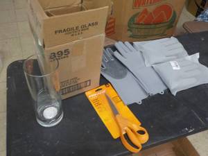 lot 49 image: Cylinder glass vases, Fiskars sciss...