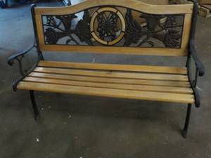 lot 177 image: outdoor metal and wood bench 50 lo...