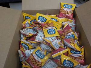 lot 197 image: Case of .7 oz Bags Rold Gold ...