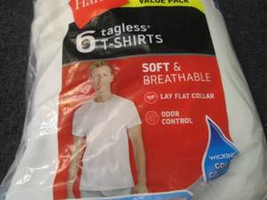 lot 249 image: Hanes Mens Large Tagless White T-s...