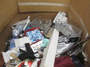 lot 188 image: pallet gaylord half full of curtain...