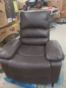lot 273 image: dark brown recliner missing side pi...