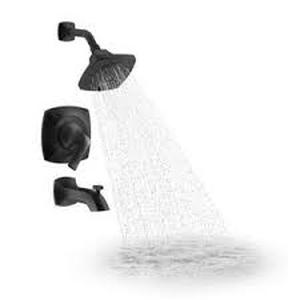 lot 4 image: Rubicon 1-Handle 3-Spray Tub and Shower Faucet in Matte Black (Valve Included) by KOHLER- not used
