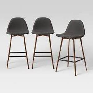 lot 11 image: Set of 3 Copley Upholstered Counter Height Barstools Dark Gray - Project 62- open box not used
