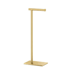lot 39 image: Latitude II Square Freestanding Toilet Paper Holder in Brushed Brass by Gatco- open box not used