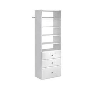 lot 50 image: Elite 25 in. W Classic White Wood Closet Tower by Closet Evolution- set of 2 - not used