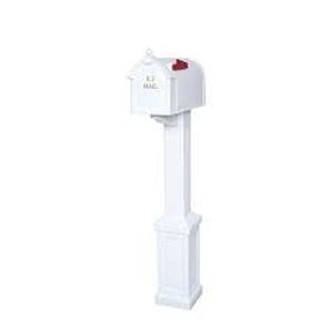 lot 68 image: Craftsman Mailbox and Post Kit, White by Postal PRO- set of 3 - not inspected