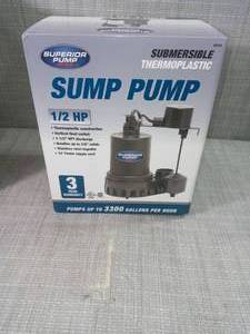 lot 6 image: 12 HP Submersible Thermoplastic Sump Pump by Superior Pump- not used