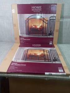 lot 7 image: Salishan Collection 48 3-Panel Fireplace Screen by Home Decorators - set of 2 - not used