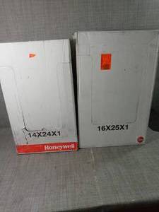 lot 12 image: Rheem 16 x 25 Basic Household Pleated Air Filter & Honeywell 14 x 24  Allergen Pleated Air Filter- mixed conditions
