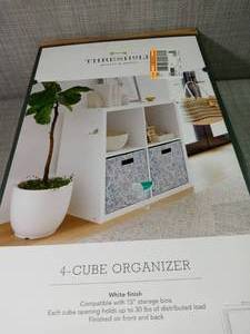 lot 17 image: 13 4-Cube Organizer Shelf-white by Threshold- open box not used