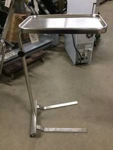lot 72 image: Stainless Steel Medical Mobile Height Adjustable Surgical Tool Tray Mayo Stand