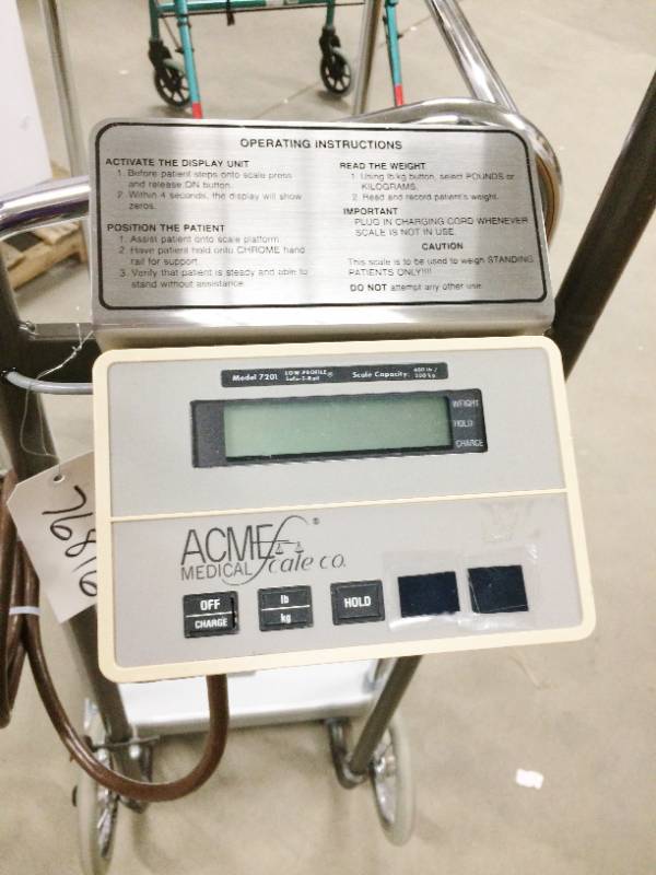 MSRP $1800 ACME Scale Co Portable Medical Scale With Hand Rails - 450lb Capacity - Able To Move From Room To Room&nbsp Great For Veterinarians Too - Large Platform