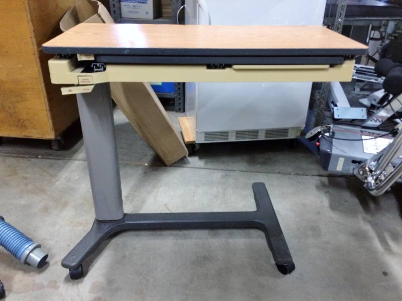MSRP $1200 High Quality Hill Rom PM JR Split Top Overbed Table With Mirrored Vanity &amp Storage Compartment - Great Condition