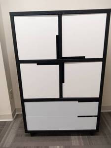 lot 2 image: 50 Post Modern Black & White Office Storage Cabinet