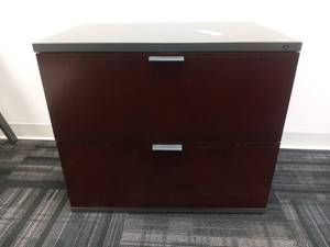 lot 8 image: 20 x 30 x 36 Brown Classic Hanging Double Drawer File Cabinet