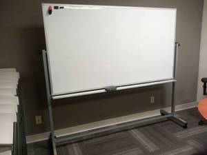 lot 19 image: 71 Double Sided Dry Erase Magnetic Whiteboard W Locking Bottom