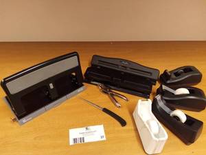 lot 37 image: Office Desk Essentials Hole Punch & Tape Holders
