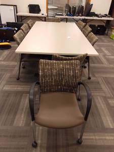 lot 4 image: 96 Executive Board Room Conference Table and 8 Chairs ($2,205 value)