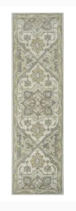 ALLEN  ROTH Brookford 2 x 8 Ivory Soft Green Indoor Medallion Oriental Handcrafted Runners