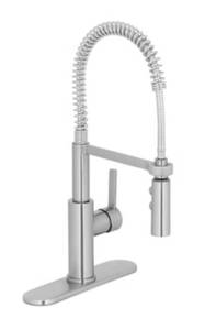 GLACIER BAY Statham Single-Handle Coil Spring Neck Kitchen Faucet with TurboSpray and FastMount in Stainless Steel