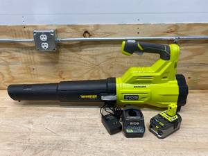 RYOBI 110 MPH 410 CFM ONE 18V Brushless Cordless Variable-Speed Whisper Series Jet Fan Blower with 4.0 Ah Battery & Charger