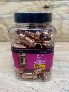 APPOLLO 12 in. x 12 in. Copper Press x Press Coupling with Dimple Stop Pro Pack (50-Pack).  Retails for $88.46.