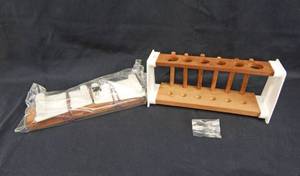lot 40 image: Set of 2 Wood and Plastic Culture Test Tube Racks - Made in India