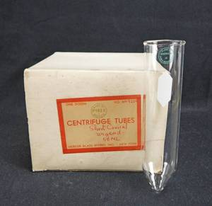 lot 163 image: Set of 12 Mercer Glass Works Merco 50 ML Pyrex Glass Centrifuge Tubes