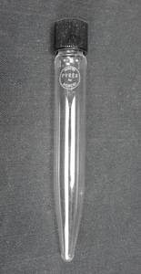 lot 185 image: Set of 6 Mercer Glass Works Merco 10 ML Pyrex Glass Screw Cap Centrifuge Tubes