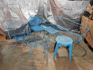lot 4 image: Light Blue Outdoor Patio Chairs