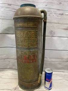 lot 7 image: Rare Antique Vintage Reliance Copper Brass Fire Extinguisher 21 Tall