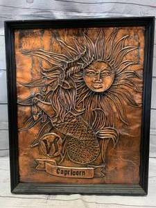 lot 10 image: Antique Copper Capricorn Art 17 X 21 Heavy