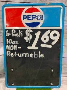 lot 19 image: Vintage Made in USA Pepsi Metal Sign Approximately 19 X 27
