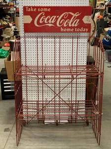 lot 32 image: Antique (possibly 1940s) Coca Cola Metal Rack 16 Deep 31 Wide 50 Tall