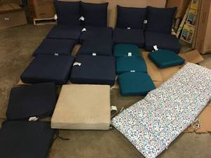 Lot of assorted outdoor patio cushions see pictures