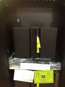 lot 9 image: Husky 3-Piece Regular Duty Welded Steel Garage Storage System in Black (54 in. W x 75 in. H x 19 in. D) key is bent see pictures