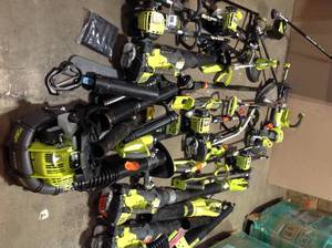 lot 22 image: Lot of assorted Ryobi Outdoor Tools various models and conditions see pictures