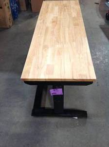 lot 23 image: Husky 72 in. Adjustable Height Work Table dented and missing handle see pictures